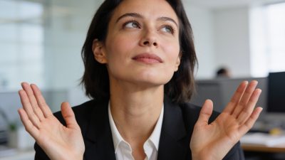 Wanita profesional berdiskusi strategi karir di kantor modern.