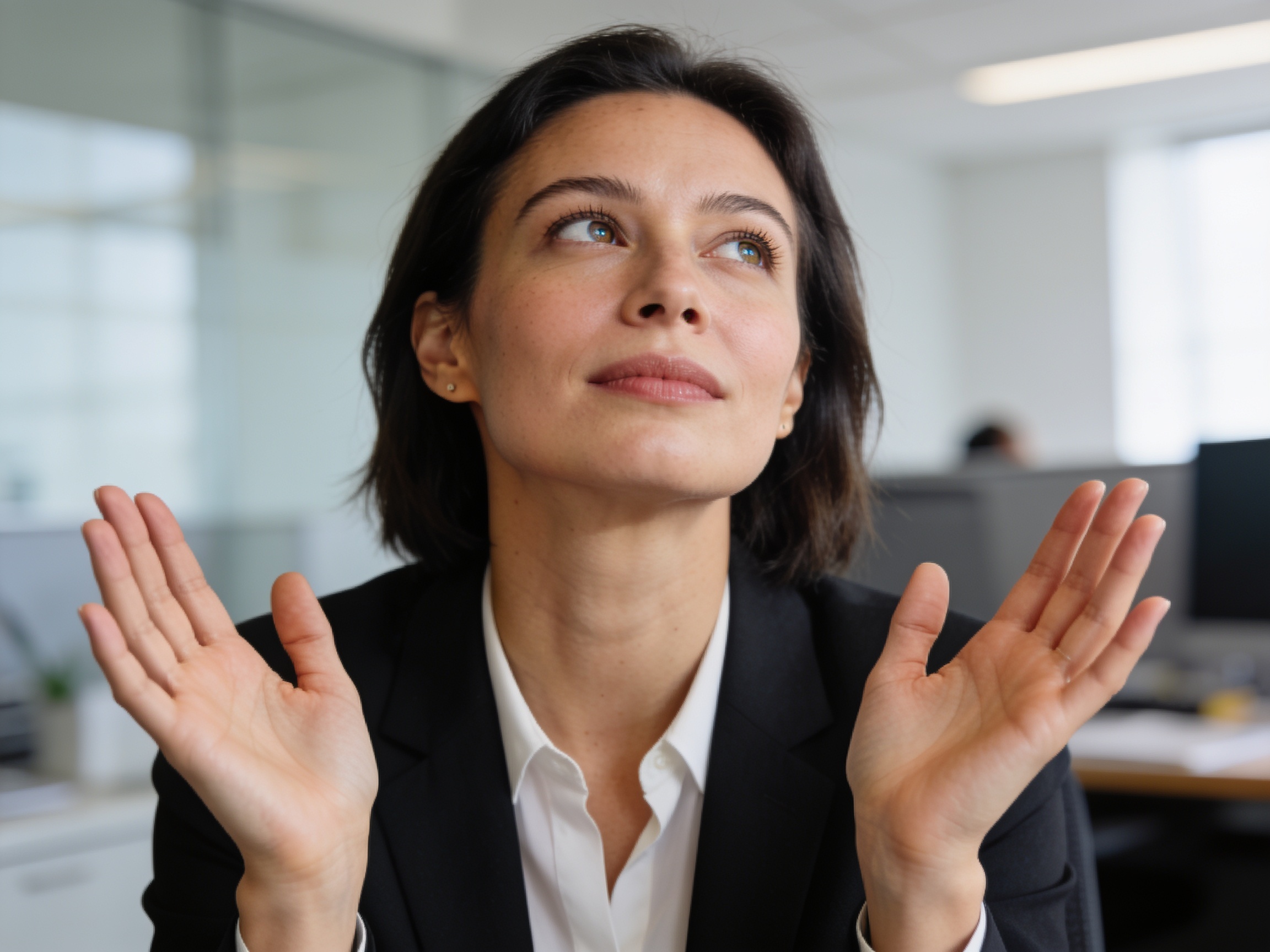 Wanita profesional berdiskusi strategi karir di kantor modern.